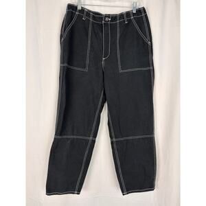 DIVIDED black hip hop steward pants w/ white stitching grunge goth